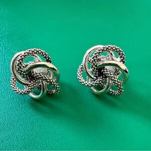 Lagos Sterling Caviar Love Knot Stud Earrings with pouch.